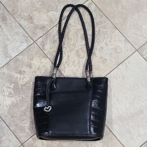 Brighton Black Croc-Patterned Shoulder Bag